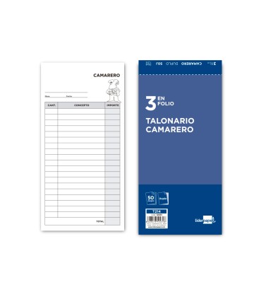 Talonario liderpapel camarero 3 fº original y copia t214